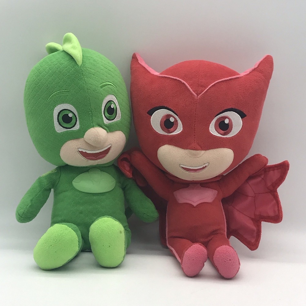 Disney PJ Masks Lot Of 2 14" Talking Plush Gecko Works Owlette Not Working
